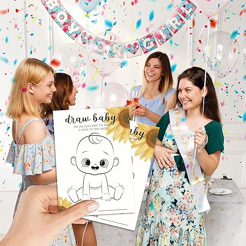 Miniatura 4 de Juegos de dibujar baby shower, juego de fiesta de revelación de género para niños o niñas, suministros para actividades de fiesta de baby shower,