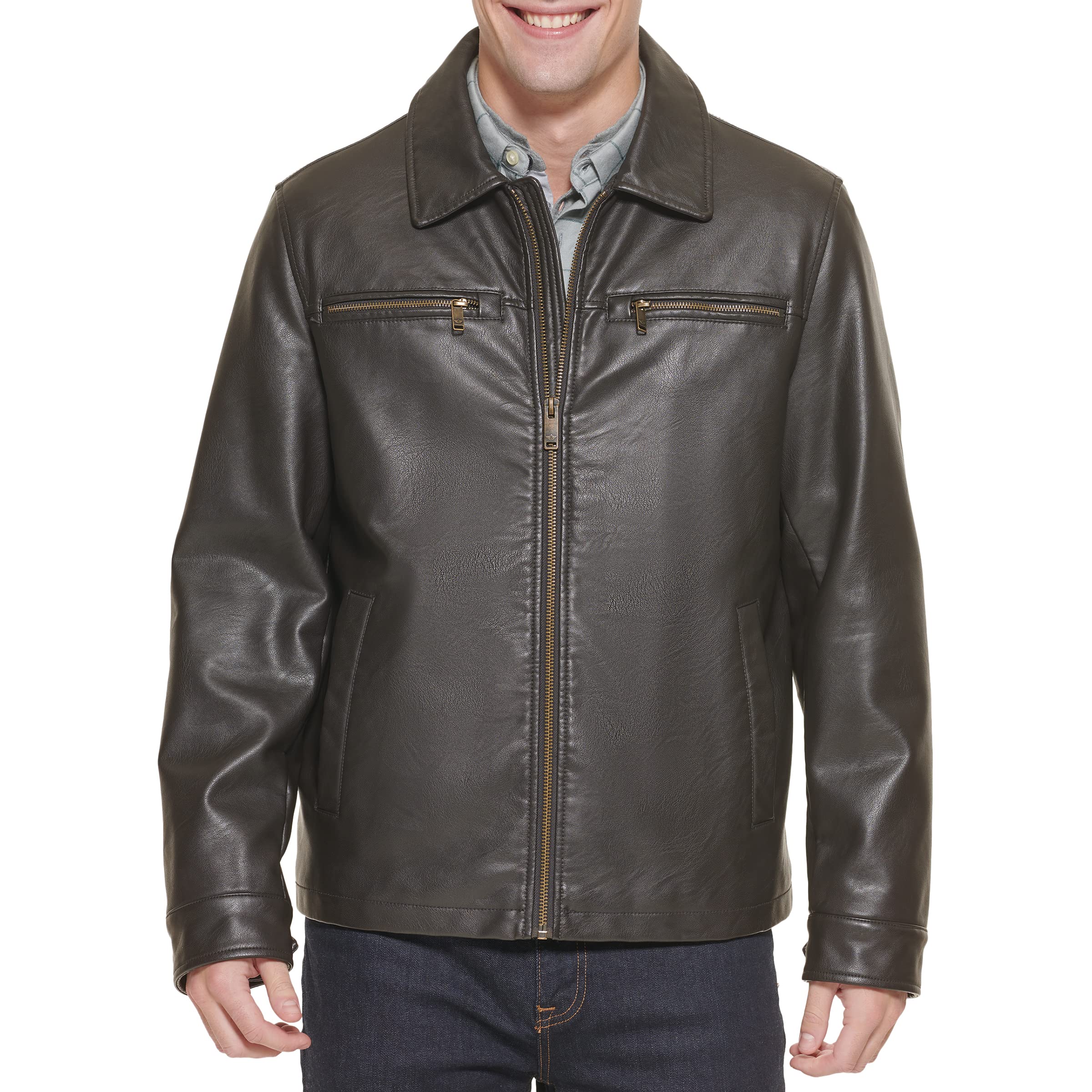 Dockers Men's James Faux Leather Jacket Coat