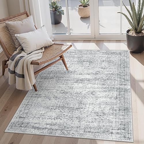 Miniatura 60 de Alfombra lavable de 8 x 10 pies, alfombra grande y suave para sala de estar, alfombra vintage beige, alfombra de 8 x 10 pies, para dormitorio,