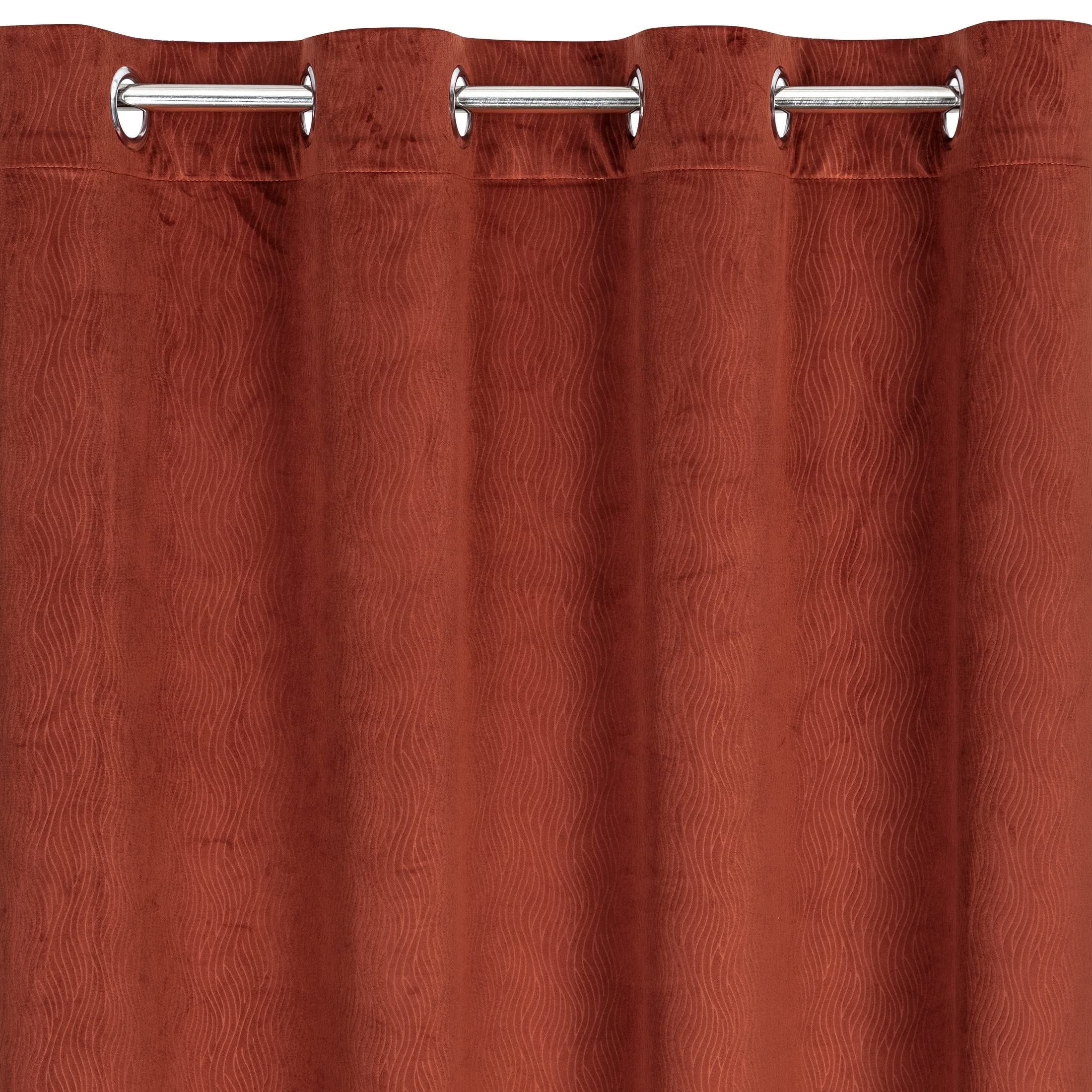 Eurofirany Velvet Curtain with Eyelets Balcony Door Patterned Velvet Look 1 Piece Wavy Pattern Plain Fluffy Living Room Bedroom Lounge 140 x 250 cm 3D Structure Red - Image 2