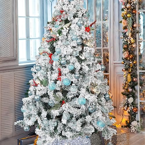 Miniatura 7 de Lulu Home 30 adornos de bola de Navidad transparentes de 2 pulgadas, bolas transparentes preencordadas con decoraciones únicas en el interior, bolas