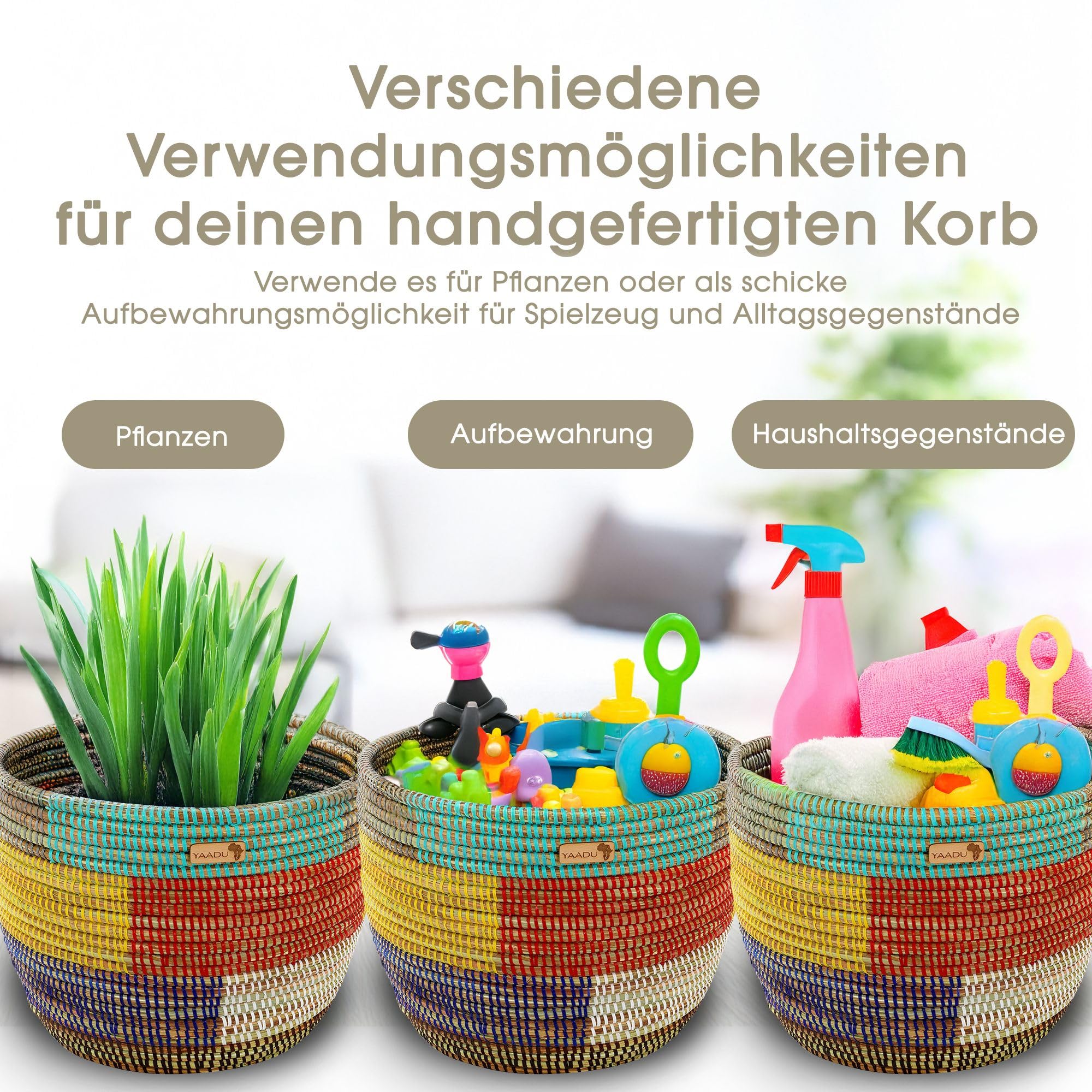 Übertopf geflochten 30cm groß als Pflanzenkorb oder Aufbewahrungskorb