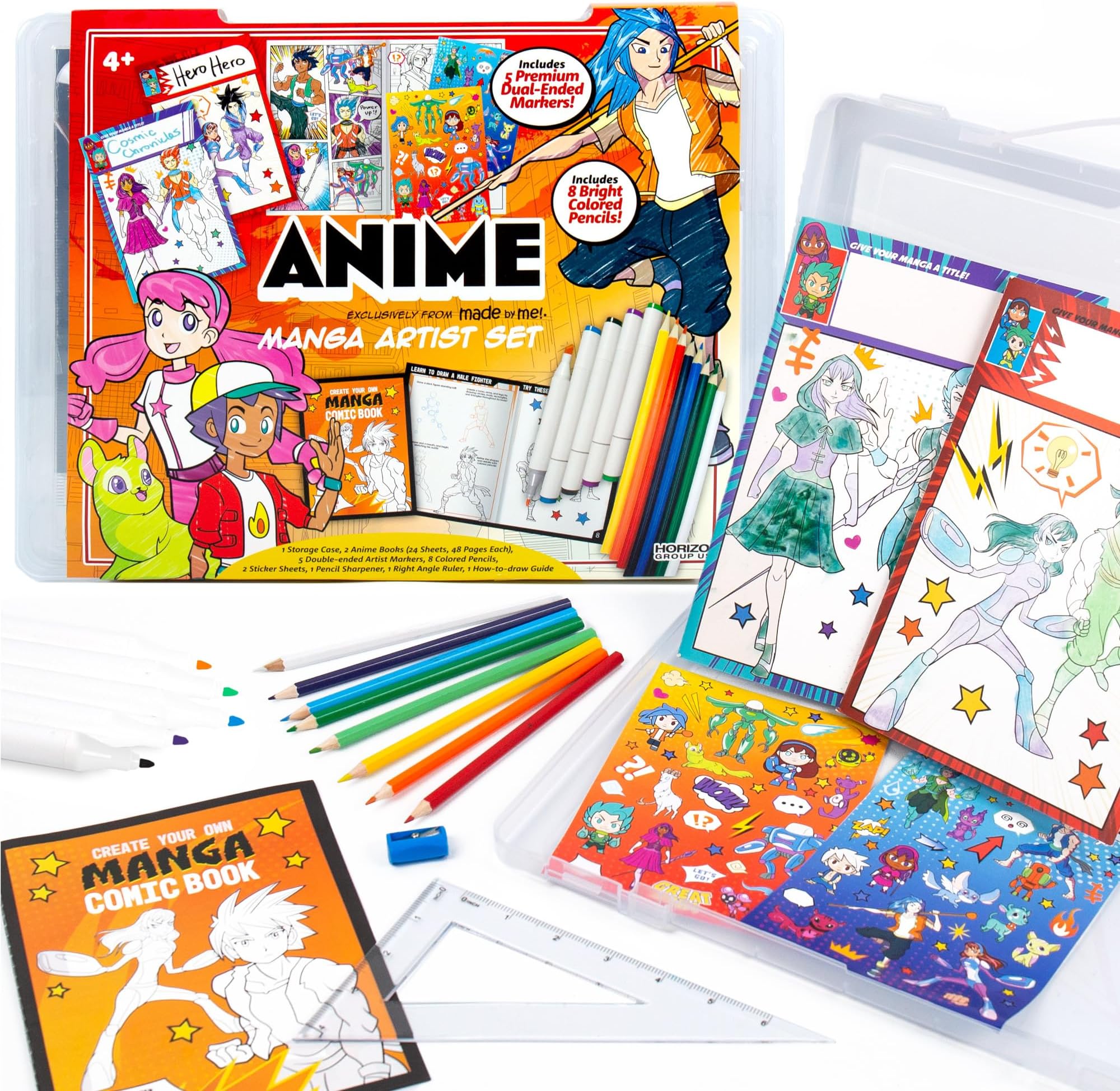 Made By Me Manga Artist Set - How to Draw Anime & Create 2 Comic Books - Great Gifts for Anime Enthusiasts - Awesome Art Kit for Kids