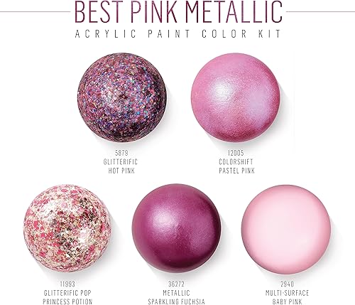 Miniatura 2 de FolkArt Best Acrylic Craft 96424 - Juego de pintura con 5 fórmulas rosas de primera calidad