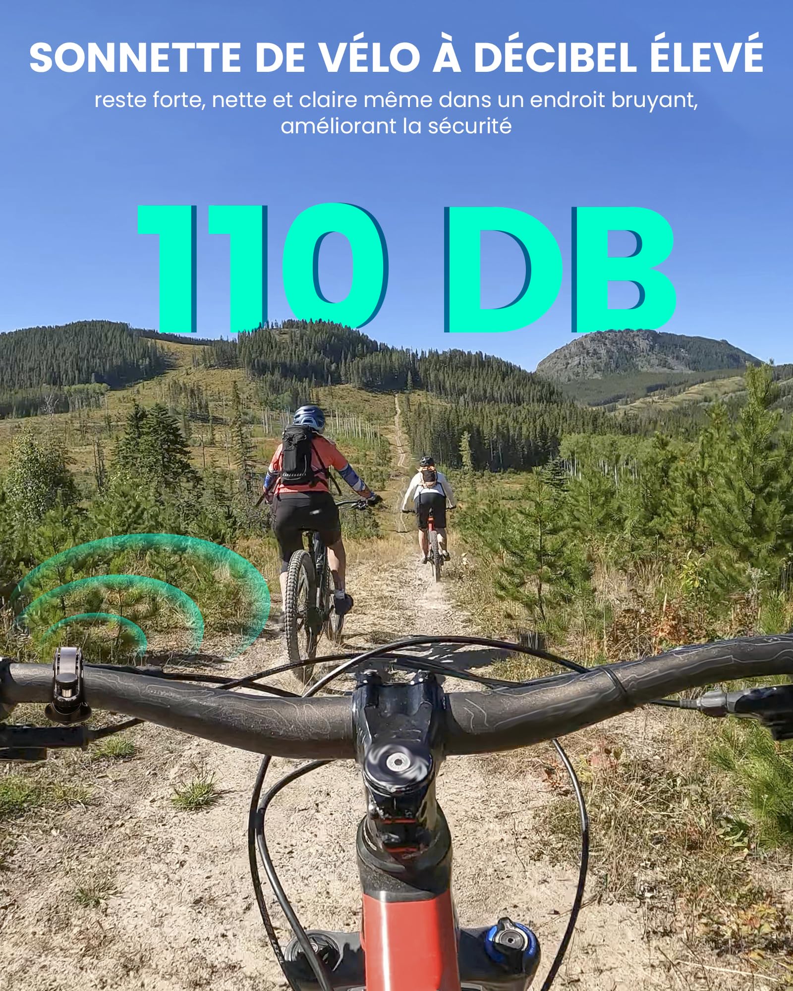 RAVEMEN Q2 Sonnette de Vélo Compatible AirTag 110 DB Antivol Support Guidon 22,2-31,8 mm