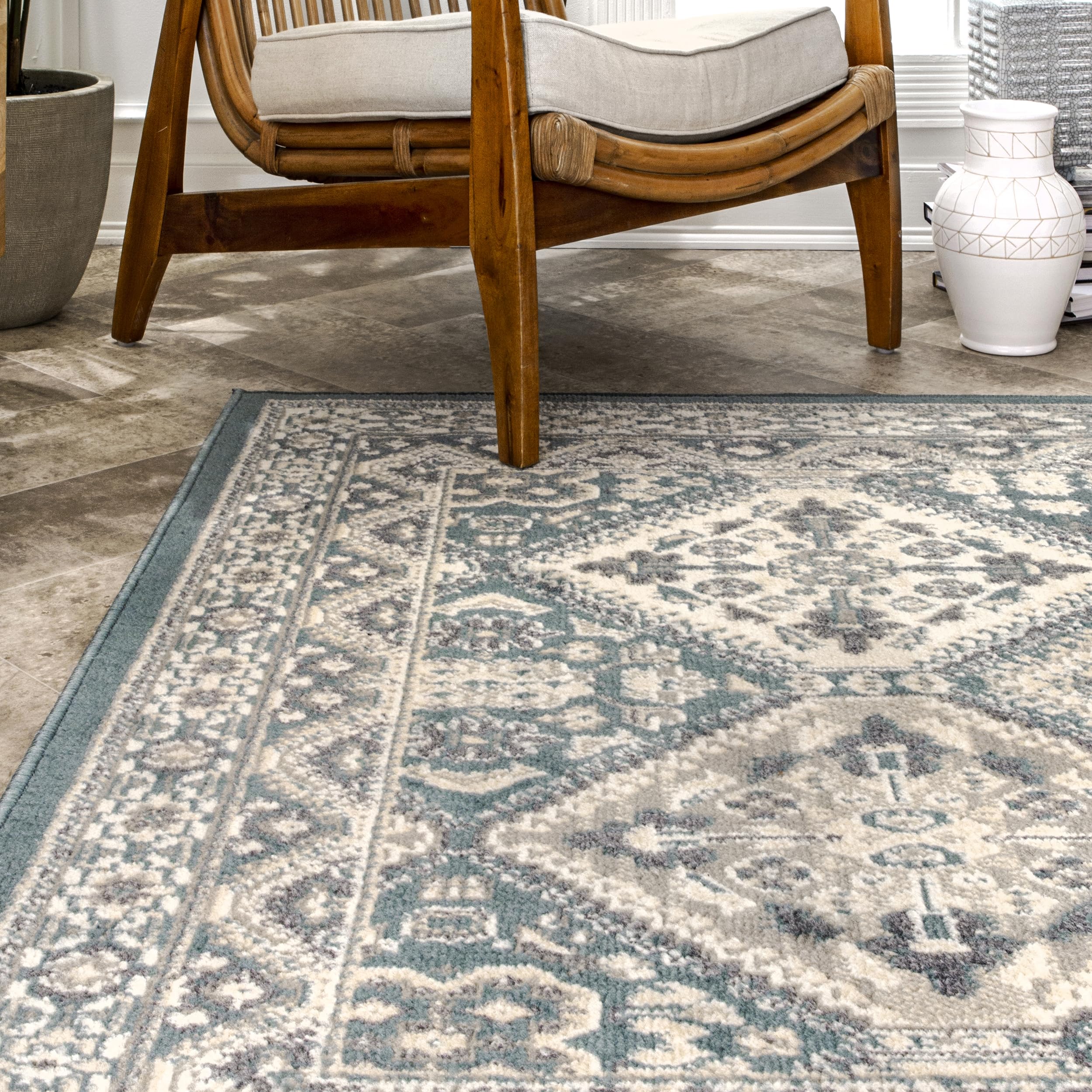Medium Pile Living Room Bedroom Rug NuLOOM Becca 8x10 Traditional Tiled ...