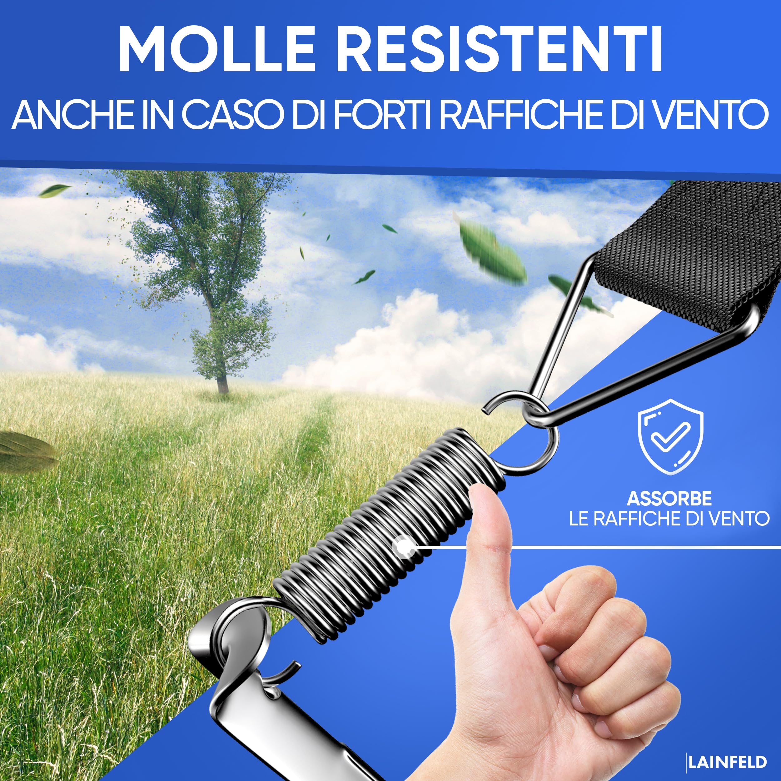 LAINFELD Protezione anti-tempesta per tenda da sole Thule Omnistor | Ancoraggio a terra da 35 cm | Tensionamento anti-tempesta per tenda da sole, corde di tensionamento, accessori per camper