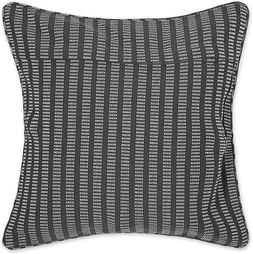 Miniatura 114 de DII Colección de fundas de almohada, algodón reciclado, cremallera oculta, 18x18, rayas cambray, azul brillante, 2 piezas