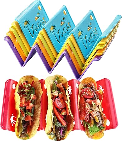 6PCS Taco Holder Stands with Unique Island Pattern, Colorful Premium