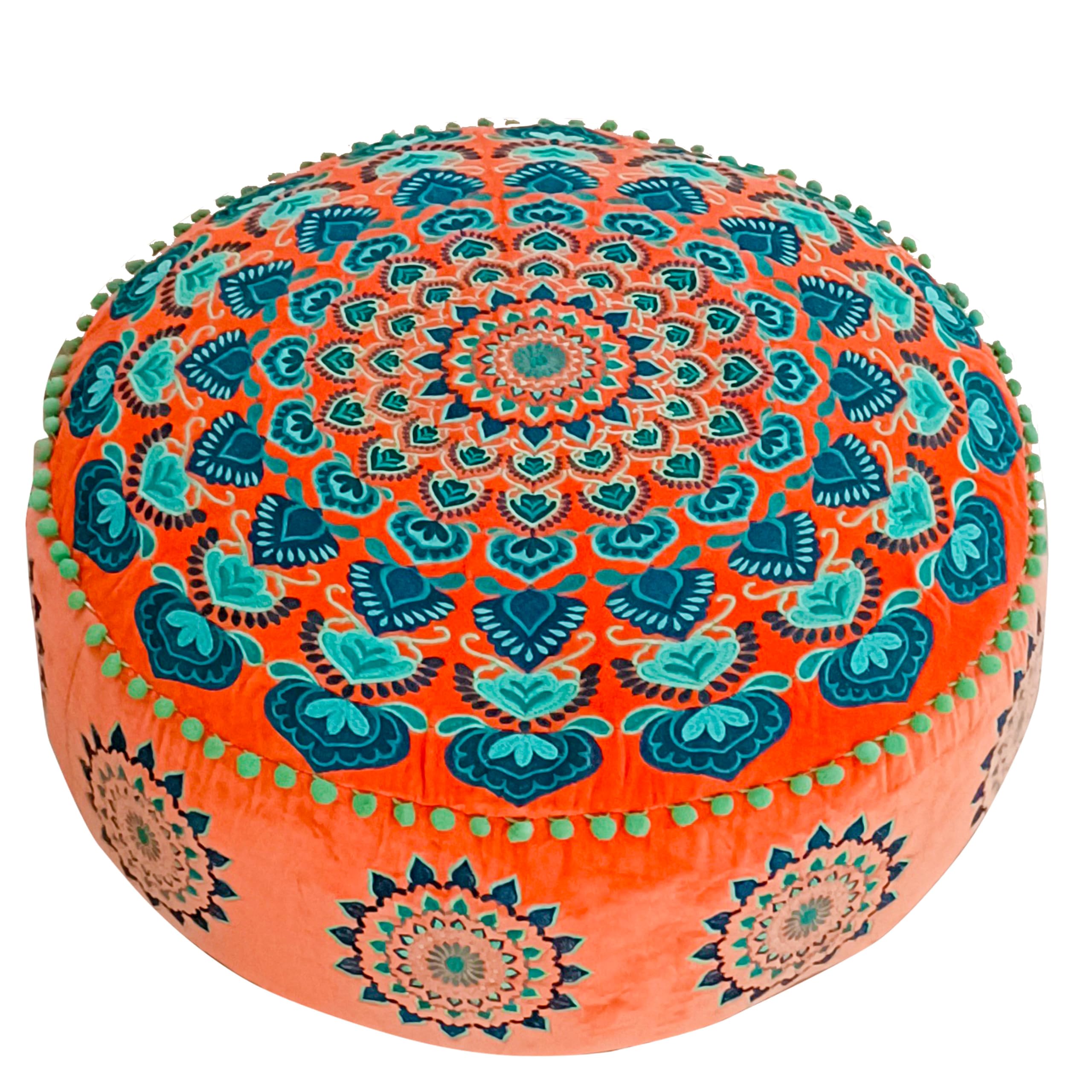 Mandala Life ART Fodera per cuscino da pavimento rotondo bohémien - 60 cm - 100% cotone - Custodia pouf per pouf per soggiorno, camera da letto, patio e altro