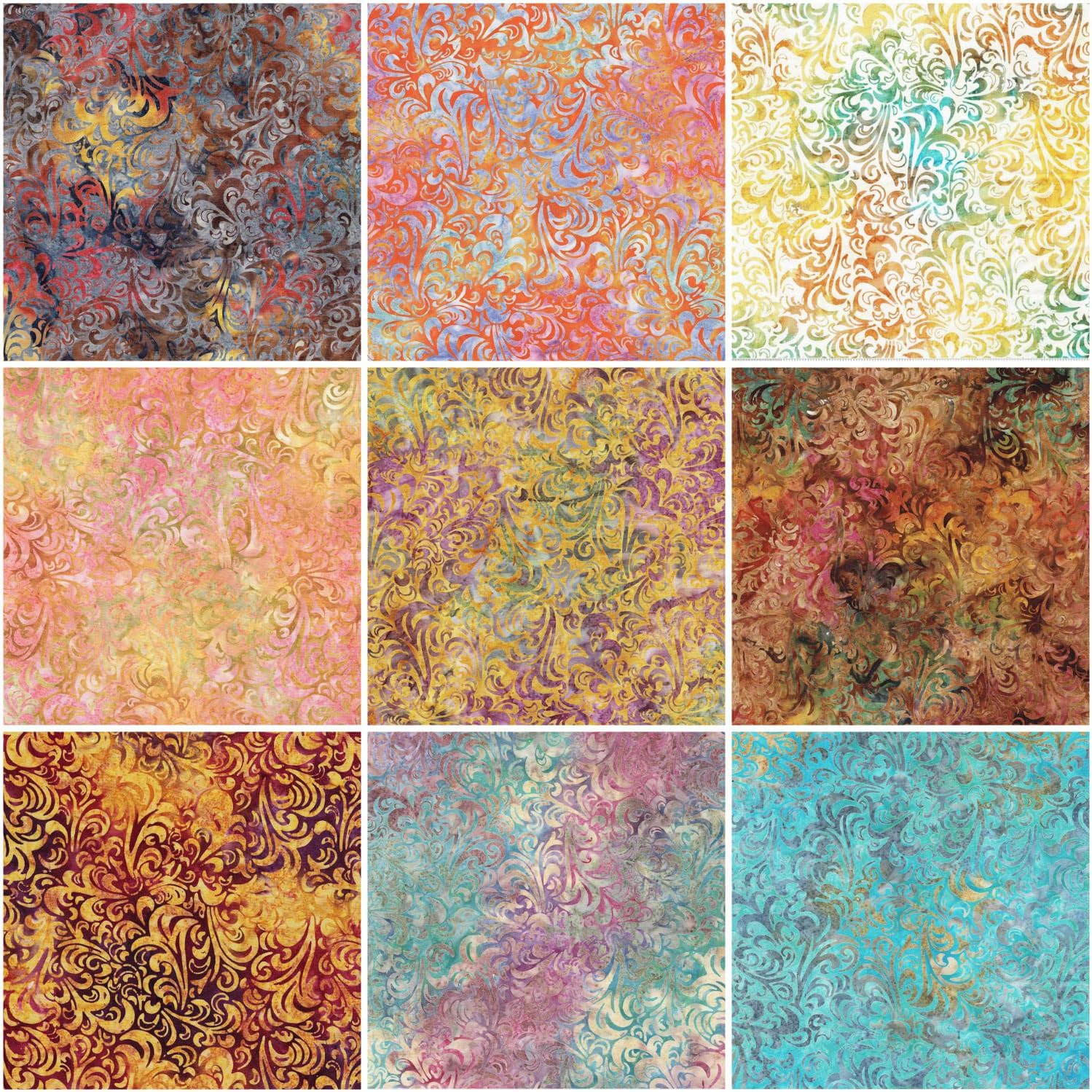 Expressions Batiks Twirl & Swirl Elementals A 9 Fat Quarters Riley Blake Designs FQ-21901A-9