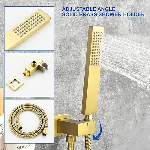 Miniatura 6 de SHAMANDA Grifo de bañera de cascada con pulverizador relleno de bañera de montaje en pared con ducha de mano grifo de bañera de una sola manija con