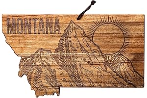 Montana Decor State-Shaped Cutting Board and Charcuterie Serving Tray with Wall Display Option