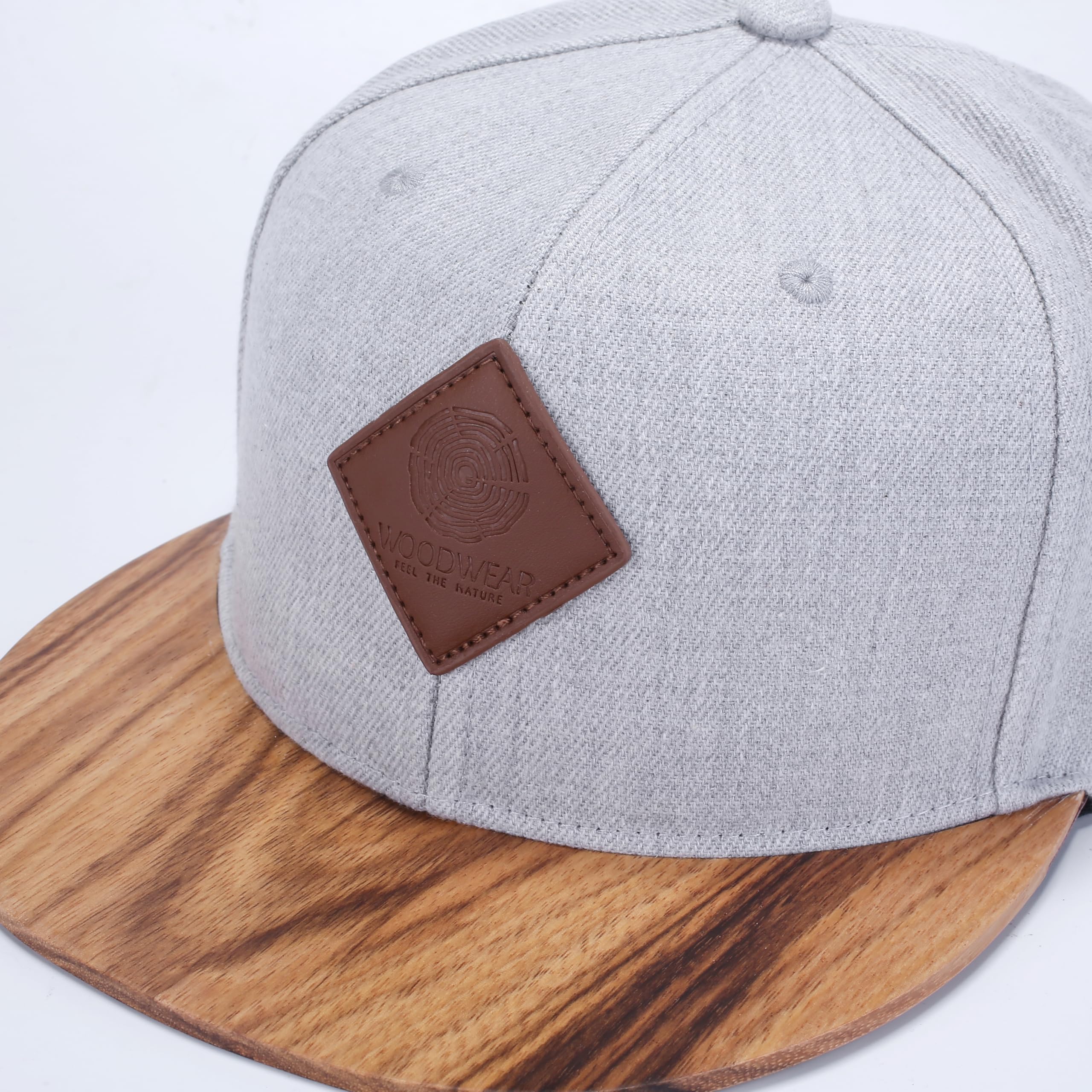 woodwear® Timberline Snapback Grey Timber – Premium Cap mit Echtholz-Schirm aus Walnuss, verstellbar, Unisex Basecap, Streetwear & Outdoor