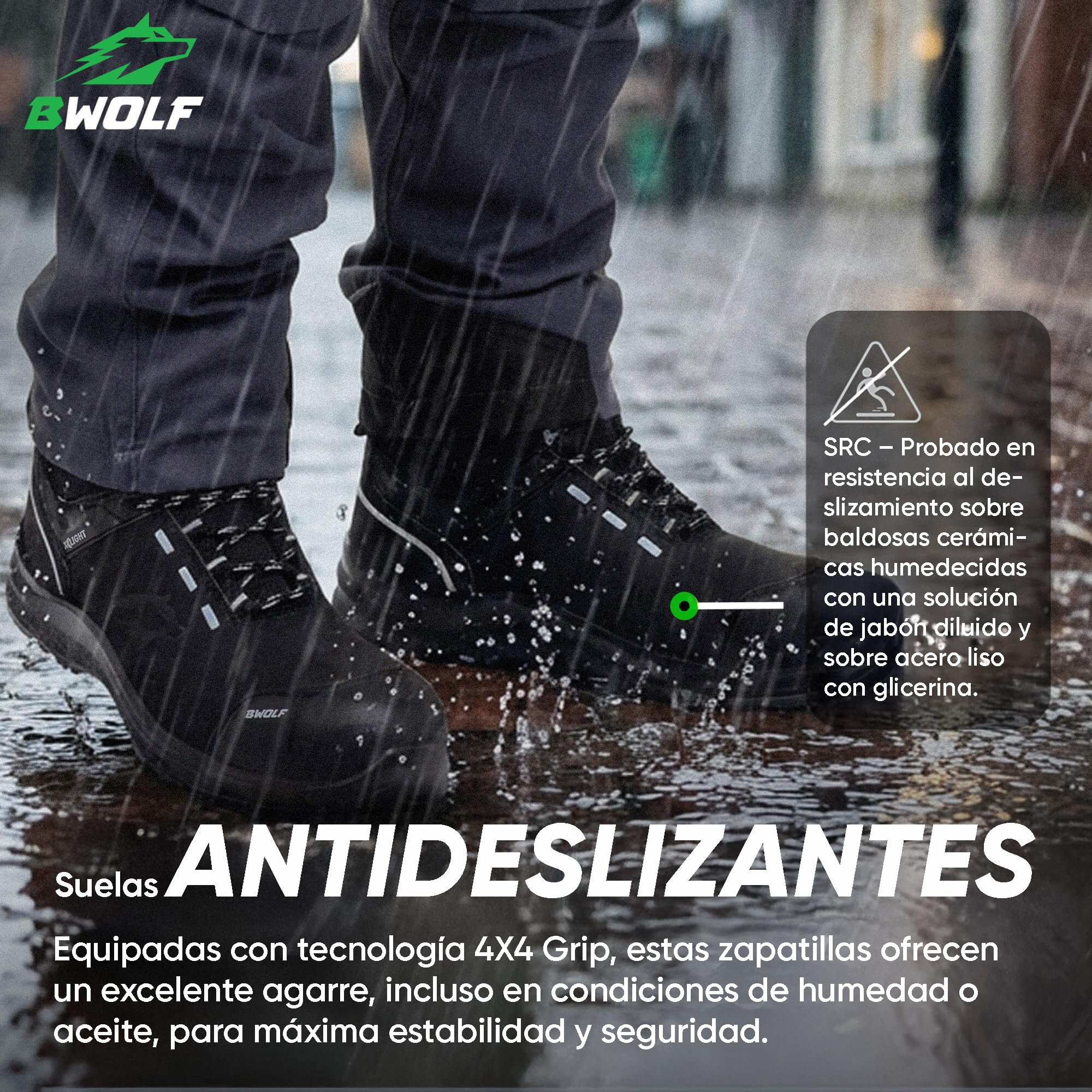 BWOLF Defender HIS3 - Zapatos de seguridad para hombre de piel nobuck repelente al agua, puntera de Kevlar y entresuela antideslizante