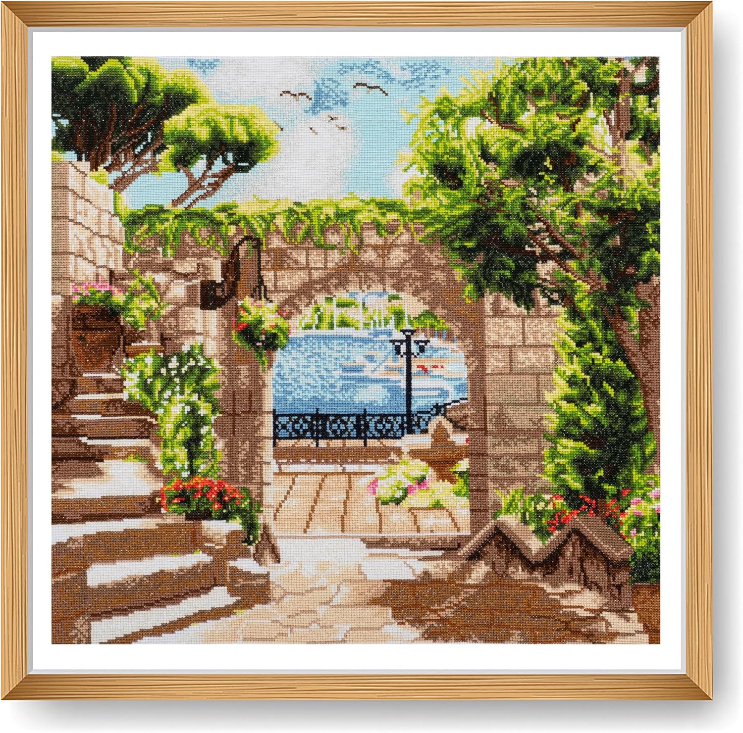 Trimits Large Cross Stitch Kits - Counted Embroidery Needlework for Adults Beginners Kids, Christmas Gifts Wall Art, (Frame Not Included) 14 Count, Harbour View