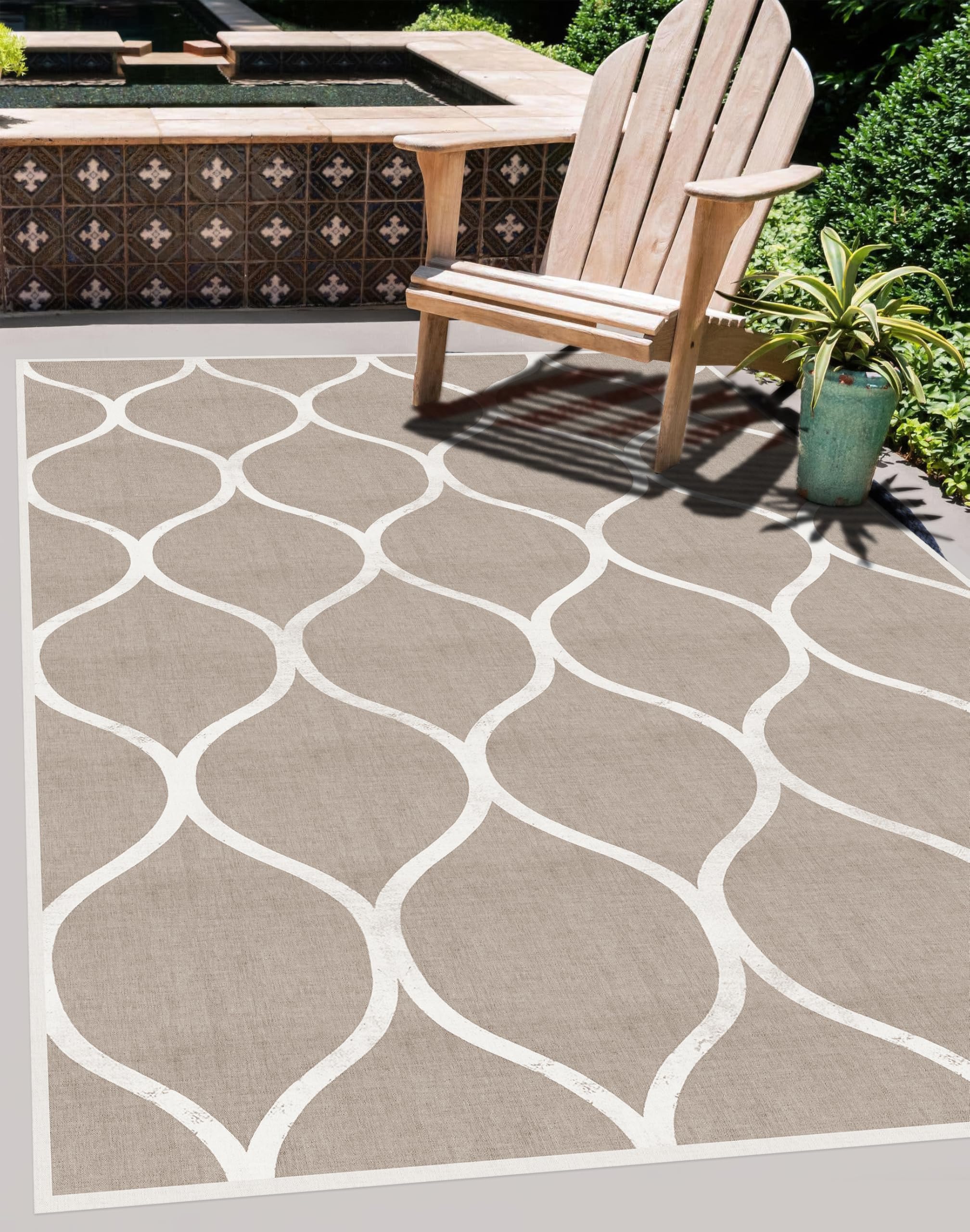 VINILIKO Design | Alfombra Vinílica Lisa Impresa - Celosía Marrón 66x100 cm - Interior y Exterior, Antideslizante, Impermeable, Lavable - Oriental Moderna - Alfombra Vinilo Salón, Terraza