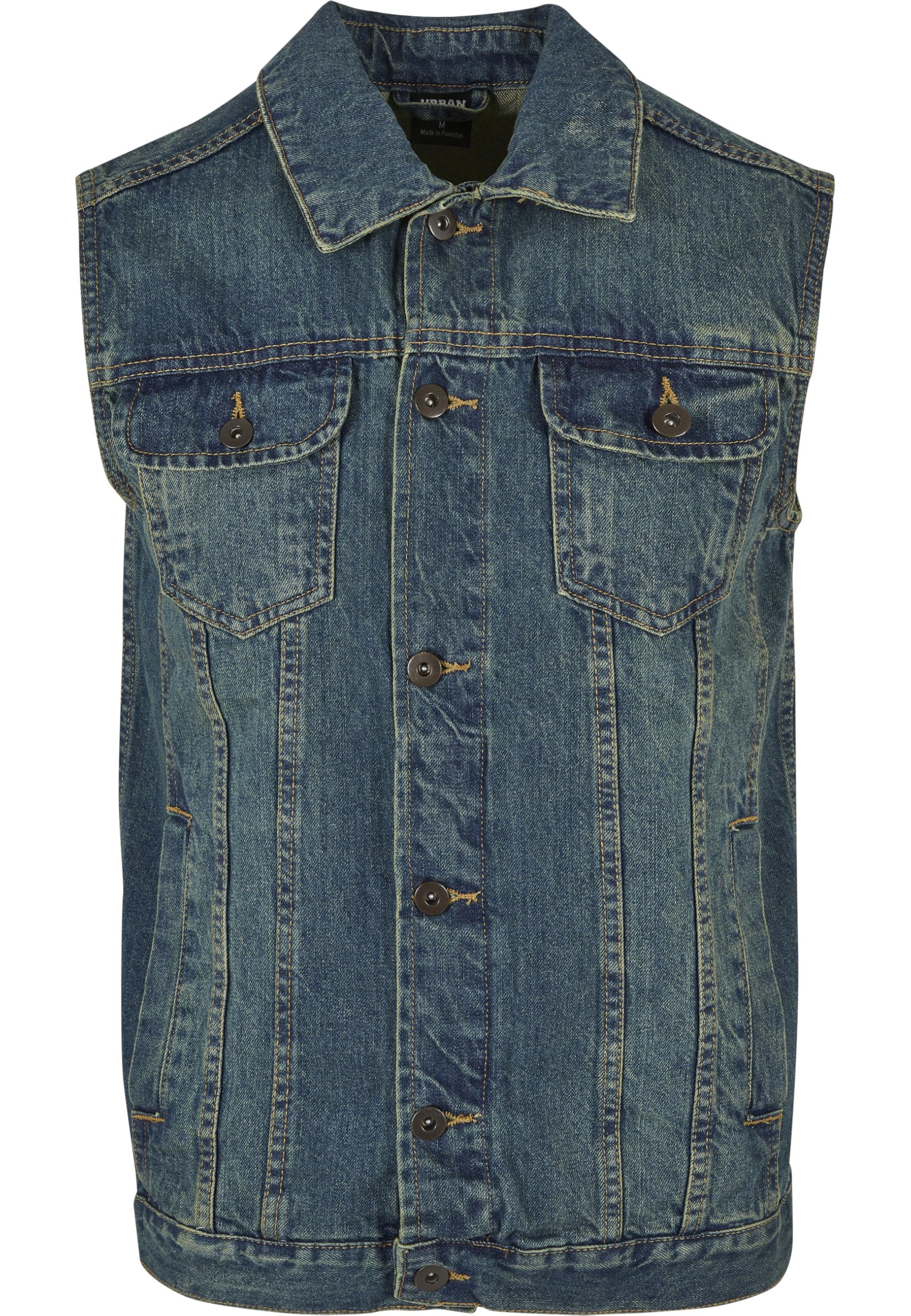 Urban Classics Men's Denim Vest Quilted Sleeveless Gilet, Blue (Lightblue 344), Medium