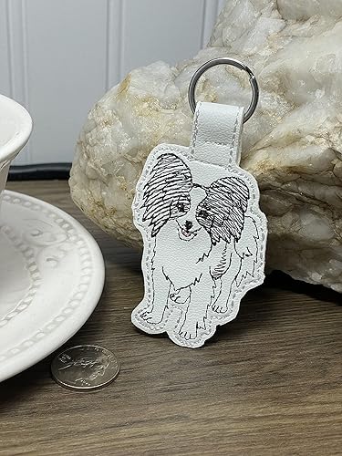 Miniatura 2 de Papillon Dog Breed Keychain Bag Tag by Syntryz (Black and White)