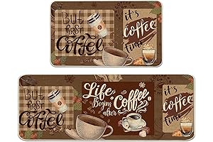 Hexagram, Coffee and Farmhouse Style Brown Decorative Rugs for Kitchen