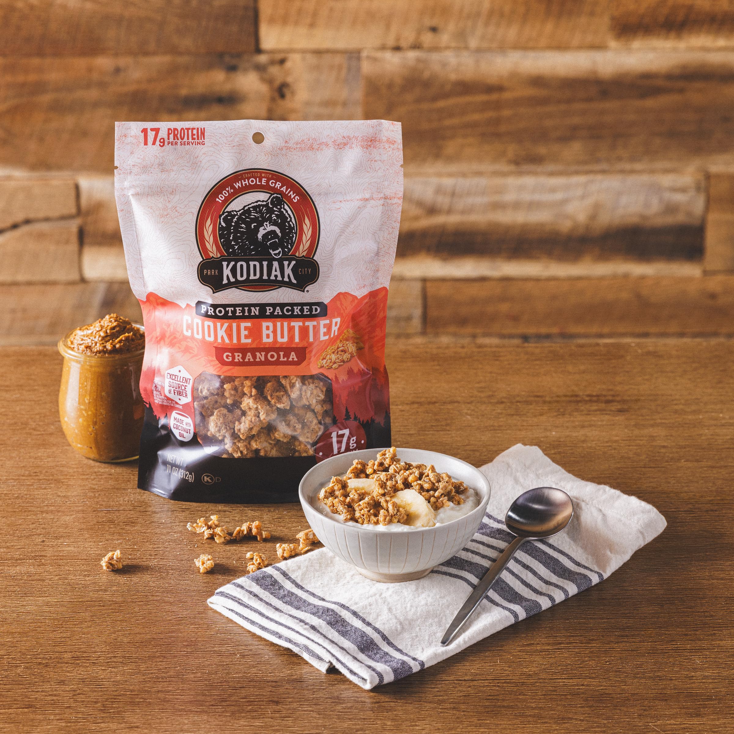 Kodiak Cakes Bolsas de cereales, mantequilla de galletas, alta proteína, 100% grano entero (5 bolsas)