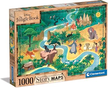 Clementoni - Disney The Jungle Book Collection Book-1000 Pieces-Puzzle, Horizontal, Fun for Adults, Made in Italy, Multicoloured, 39816