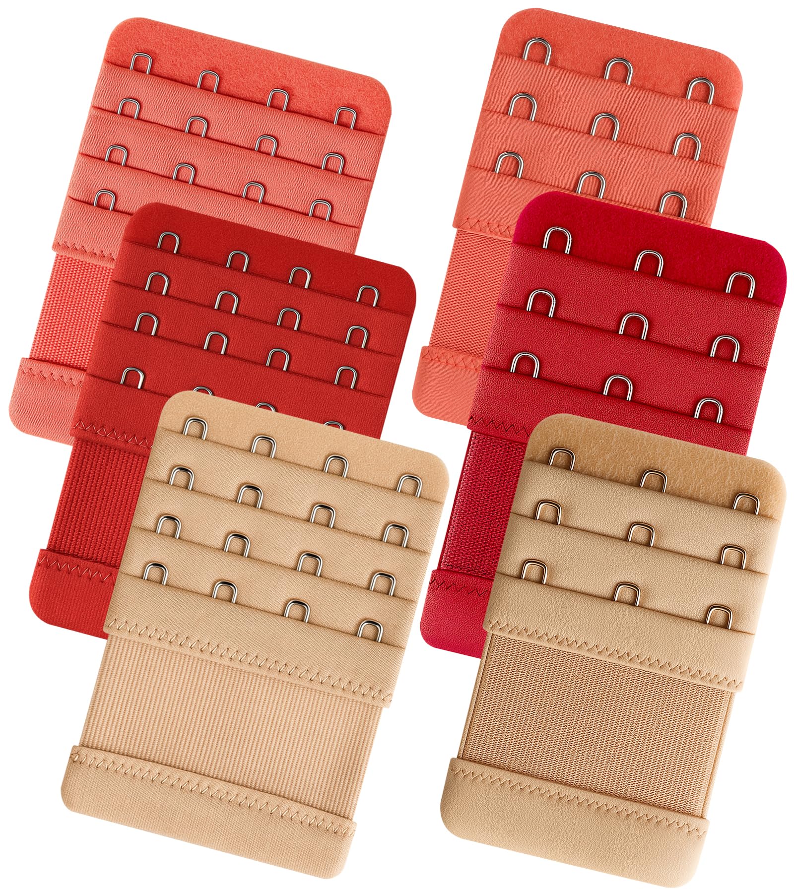 3 Pcs Women's Bra Extenders 4 Hook / 3 Hook Comfortable Stretchy Bra Extension Strap Multicolor