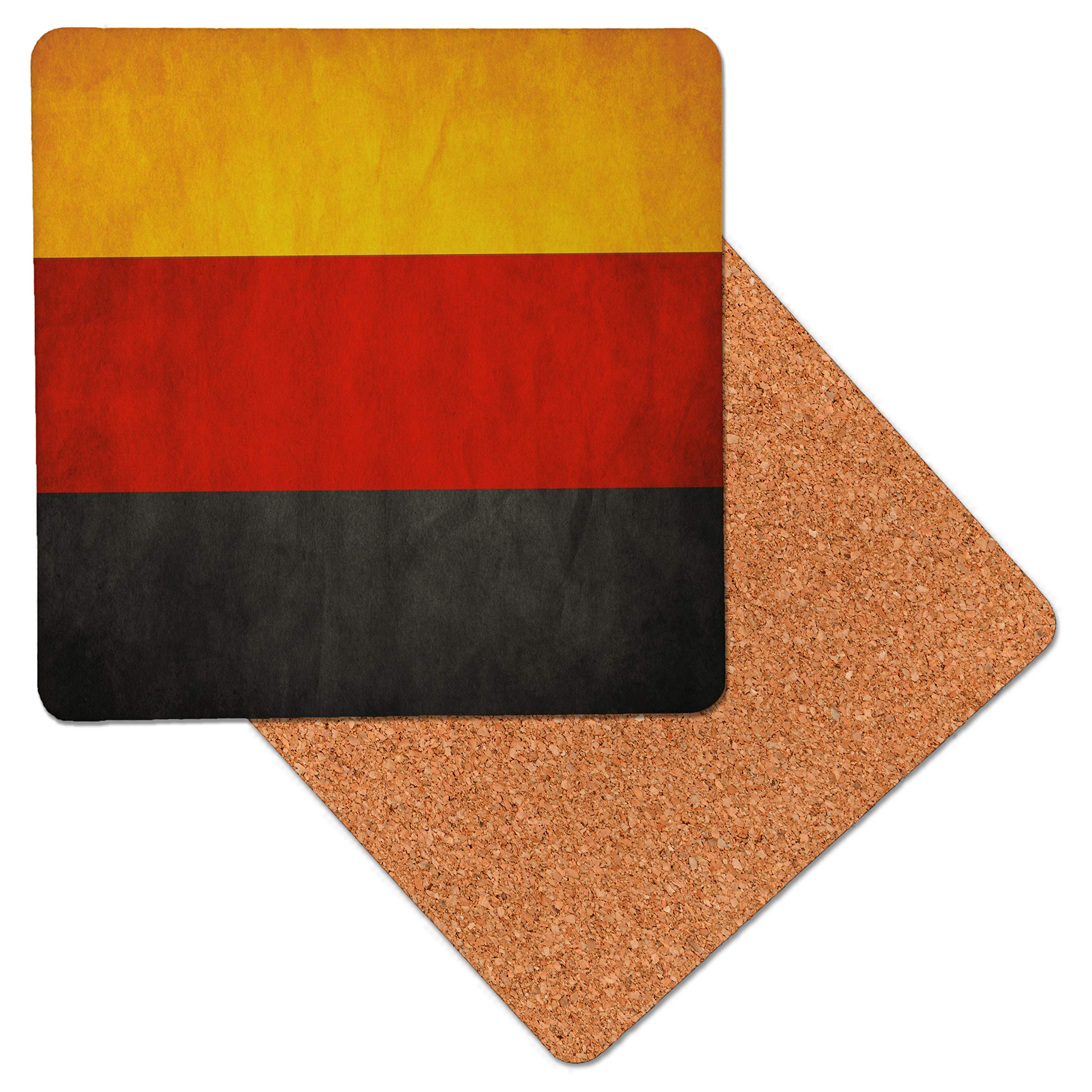 German Germany Flags Premium Wooden Table Drink Coaster with Cork Backing - Drinks Coasters (Pack of 1)