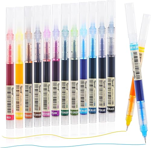Miniatura 10 de RIANCY Bolígrafos de gel de tinta líquida, punta extra fina de 0.020 in, 24 colores surtidos, escritura suave, sin mancha, sin sangrado, vibrante