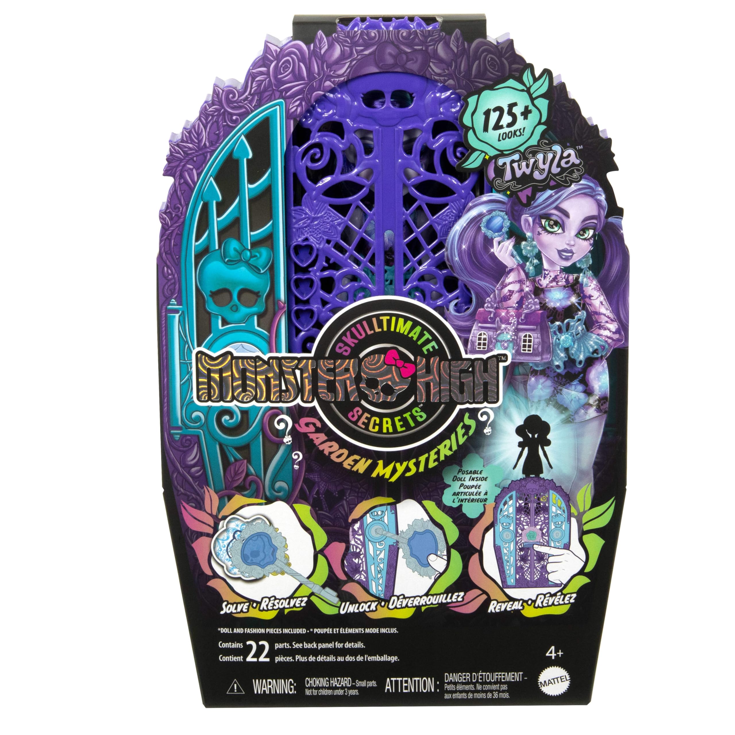 Monster High Straszysekrety Twyla Seria 5 Ogrodowe zagadki Zestaw lalka, szafa i ponad 19 niespodzianek, w tym ubranka dla lalki i akcesoria, HYT74