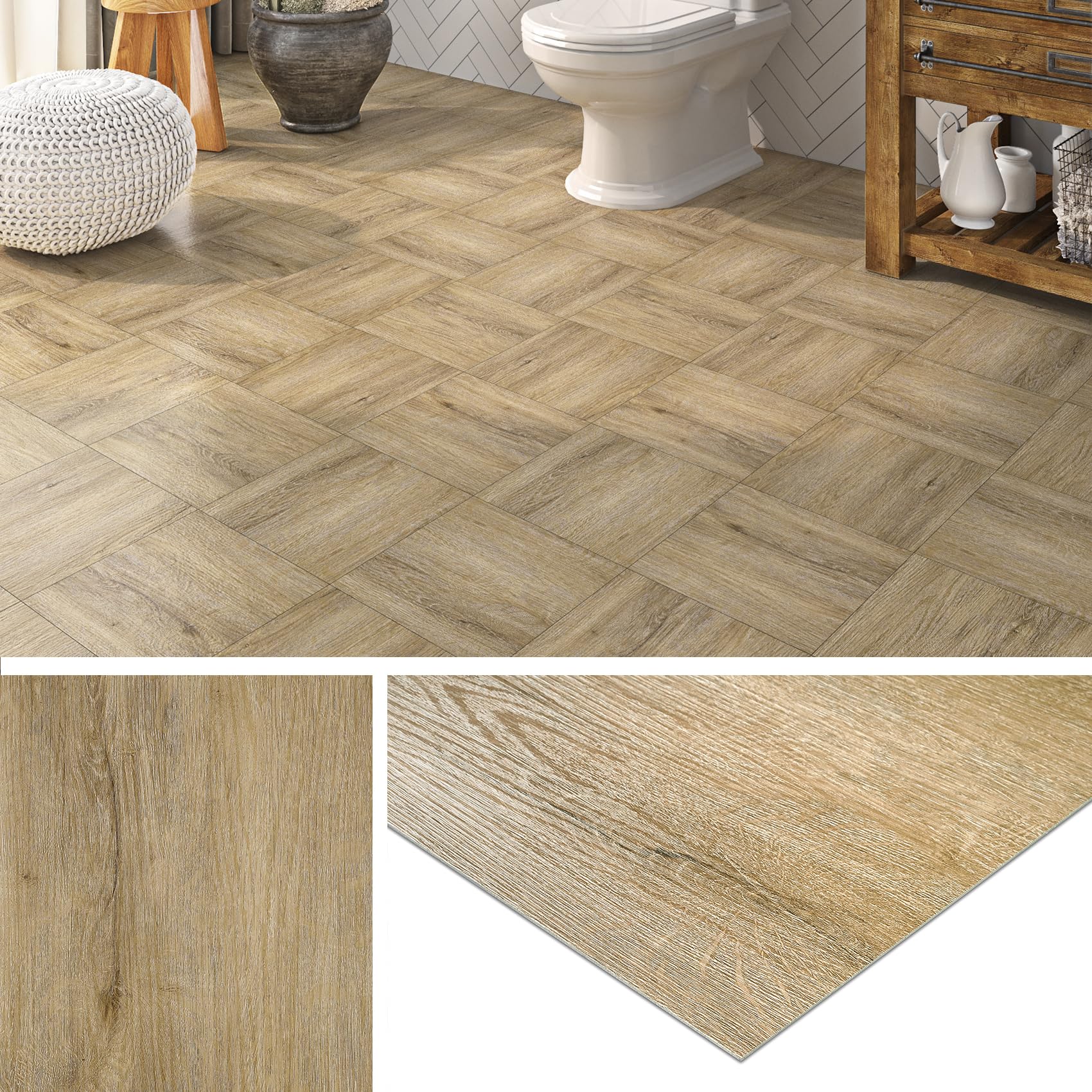 Livelynine Suelo Vinilico Autoadhesivo Madera Roble Claro Vinilo Suelo Cocina Autoadhesivo Baldosas Adhesivas Suelo Baño 30x30 32-Baldosas Suelos de Vinilo Adhesivos para Suelos Efecto Madera Natural