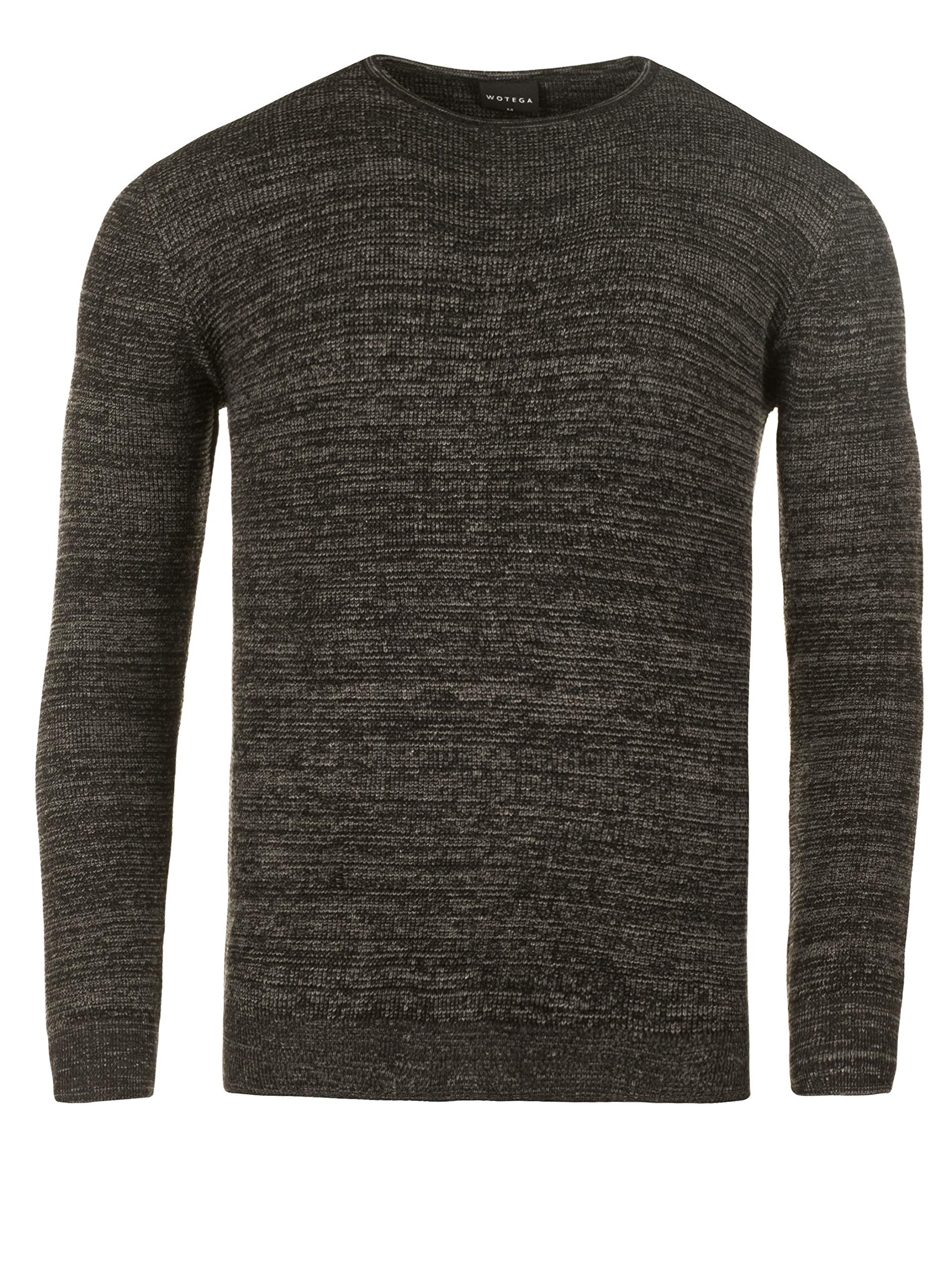 WOTEGA Herren Feinstrick Pullover Mit Rundhals Und Melierung