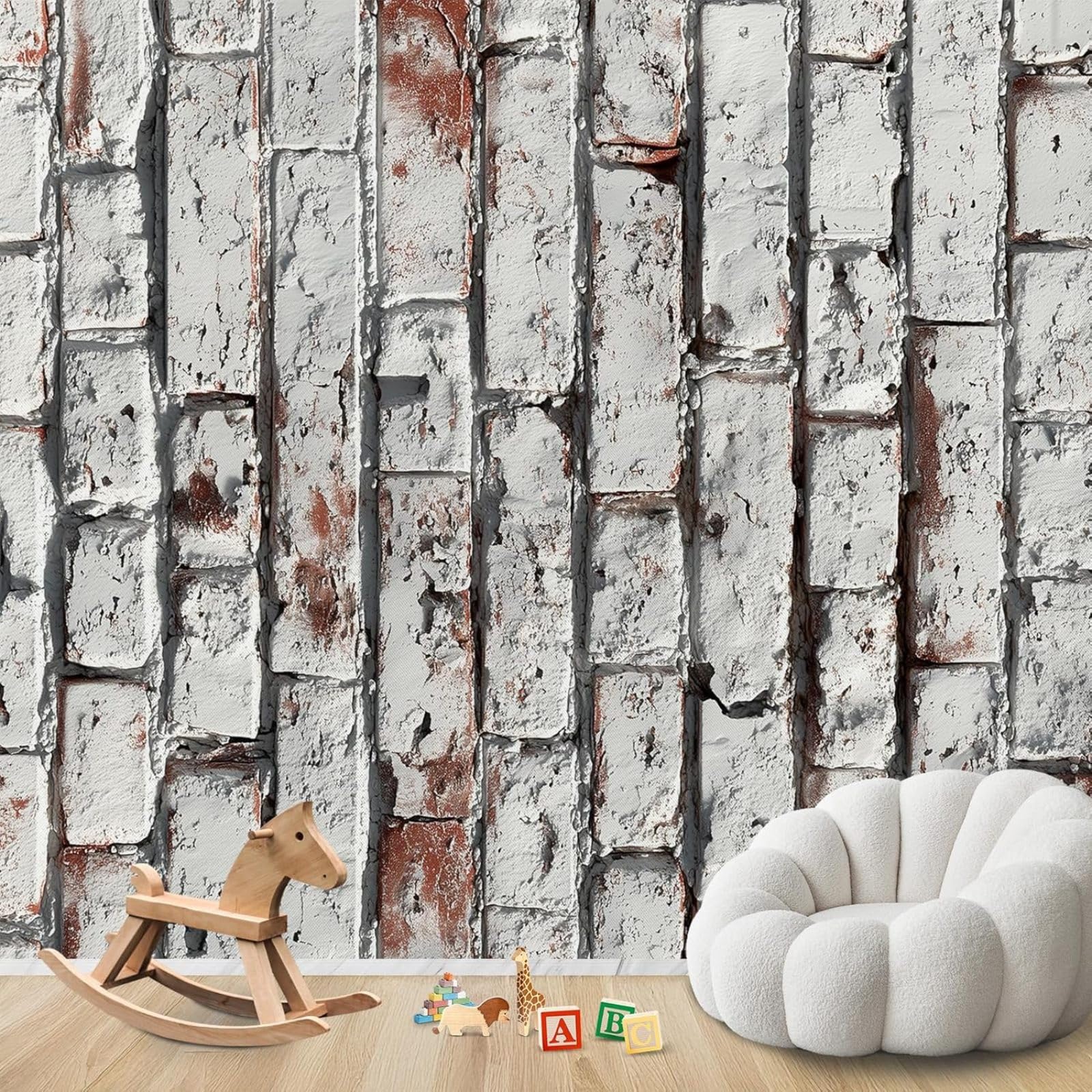 kfjhgbdshhj Photo Wallpaper Brick Wall 3D Wall Look Brick Look Non-Woven Modern Living Room Bedroom Children's Room Wall Decoration Motif Wallpaper,350cmx256cm Stickers - Frameless Painting - Poster