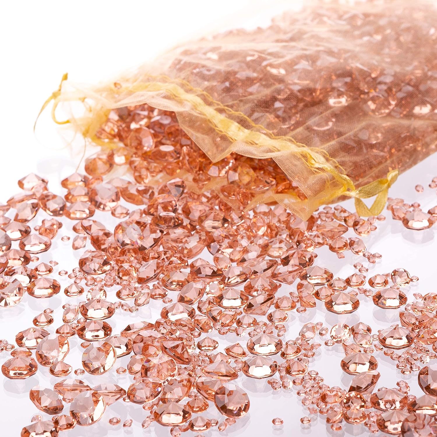 Luxury Rose Gold Diamond Party & Wedding Decorations: Sparkling Acrylic Rhinestone Table Confetti Scatter Gems, Vase Filler & Centerpiece Party Decorations