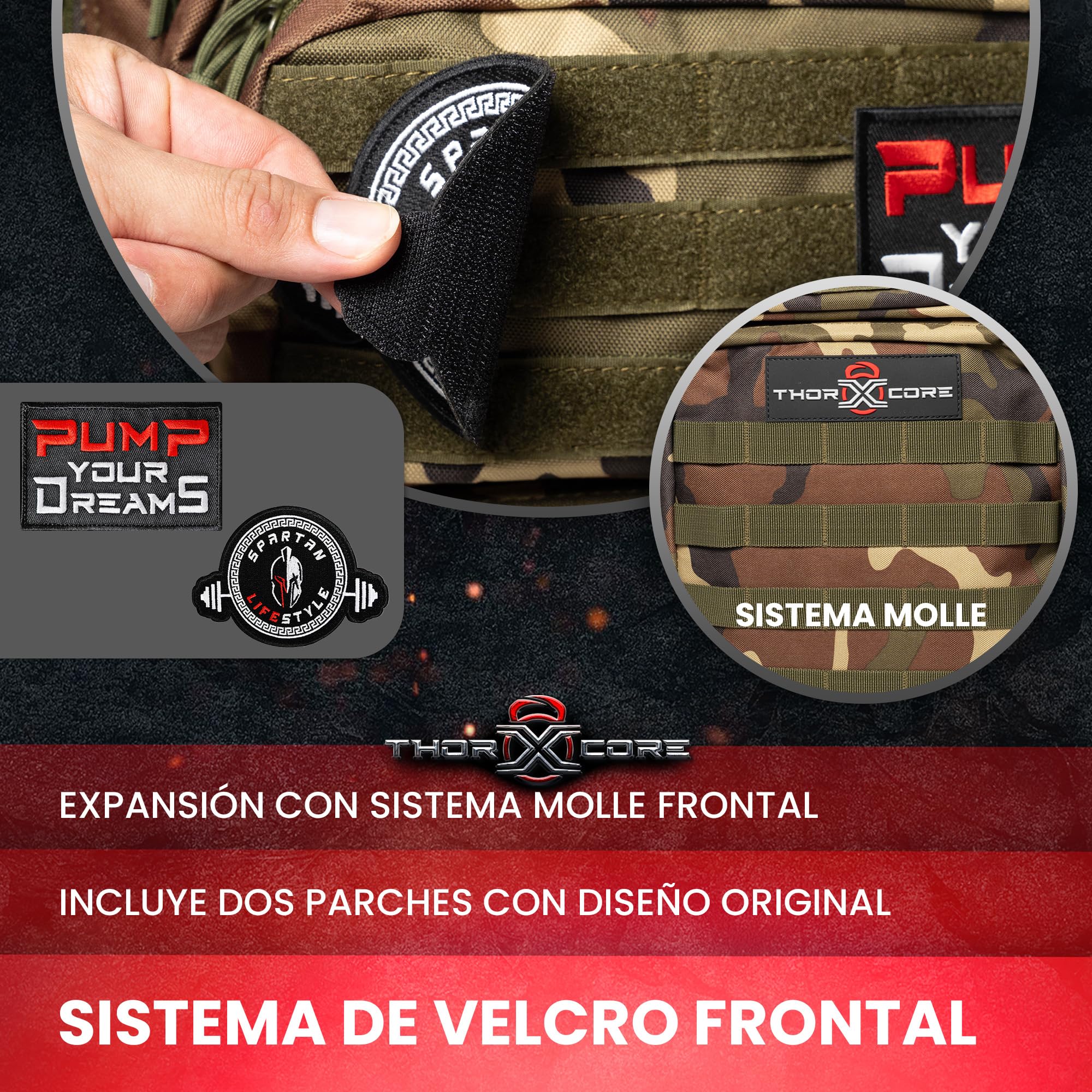 Mochila Crossfit - Mochila táctica 45L militar Impermeable, Compartimentos Organizados, para Gimnasio y Viajes - Duradera y Versátil personalizable con parches incluidos