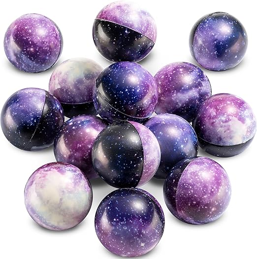 Galaxy Stress Balls for Kids - Pack of 50 Bulk - Squeeze Anxiety Fidget Sensory Balls for Children with Outer Space Theme, Great Toys for Party Favors and Birthday Party Supplies