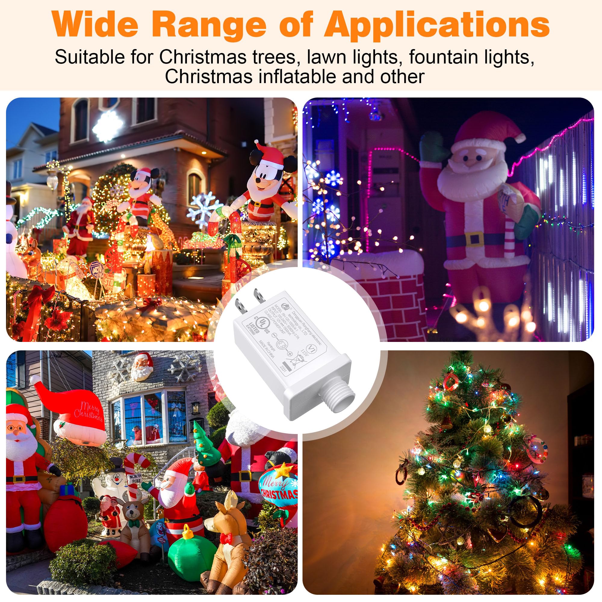 4 Pack Replacement Yard Inflatable Adapter, 12V 15A