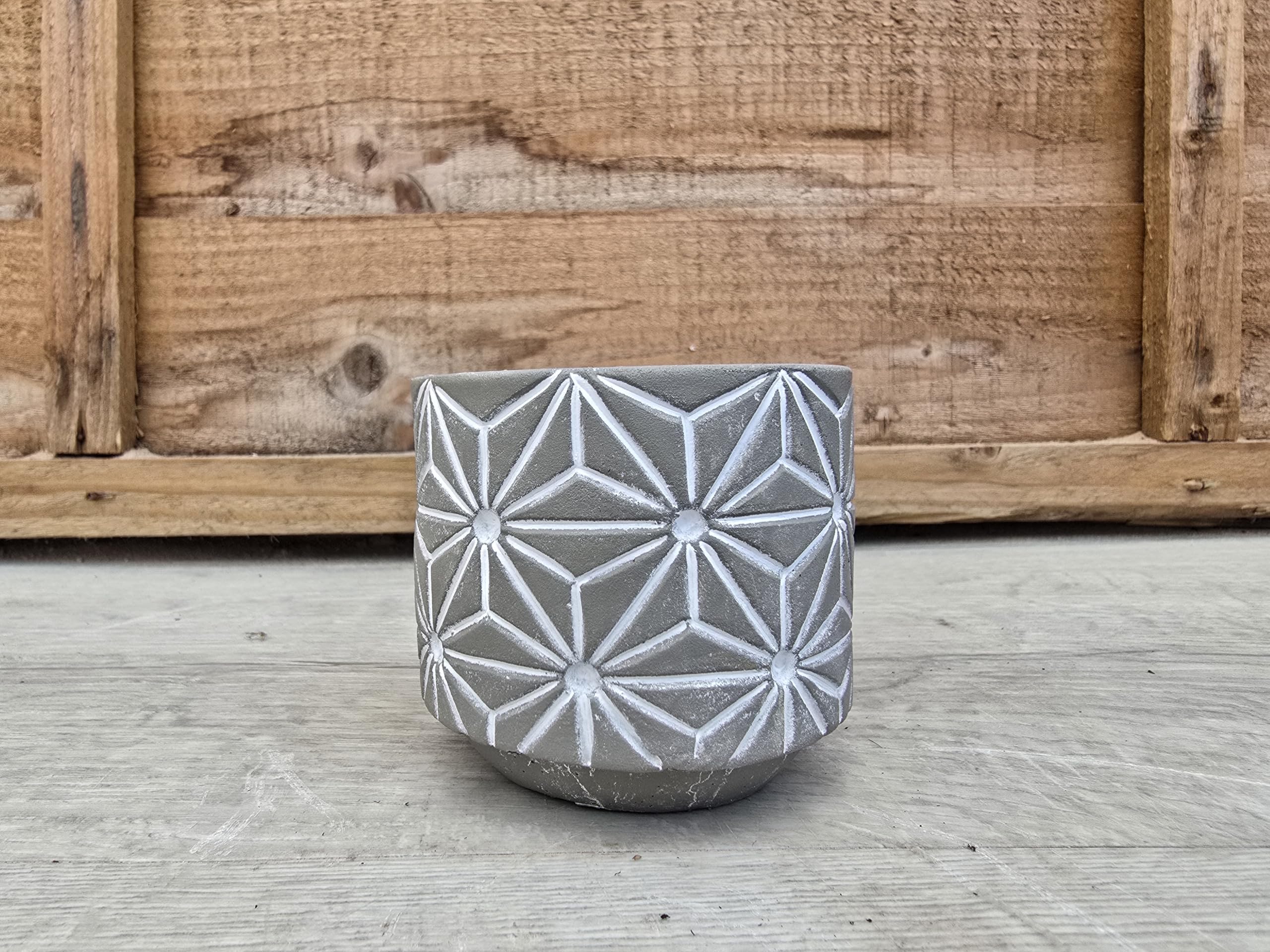 Pugh's Cacti Grey Star Decorative Pot Cover. Perfect For Gifts/Personal Use. Good For Office/Home Environment. Perfect For Cactus/Cacti And Succulents. 5.5Cm Inner Diameter. (Grey)