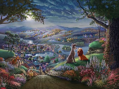 Miniatura 2 de Ceaco - Disney - Thomas Kinkade - Lady and The Tramp Falling in Love - Rompecabezas de 300 piezas de gran tamaño