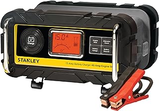 BC15BS Fully Automatic 15 Amp 12V Bench Battery Charger/Maintainer with 40A Engine Start, Alternator Check, Cable Clamps