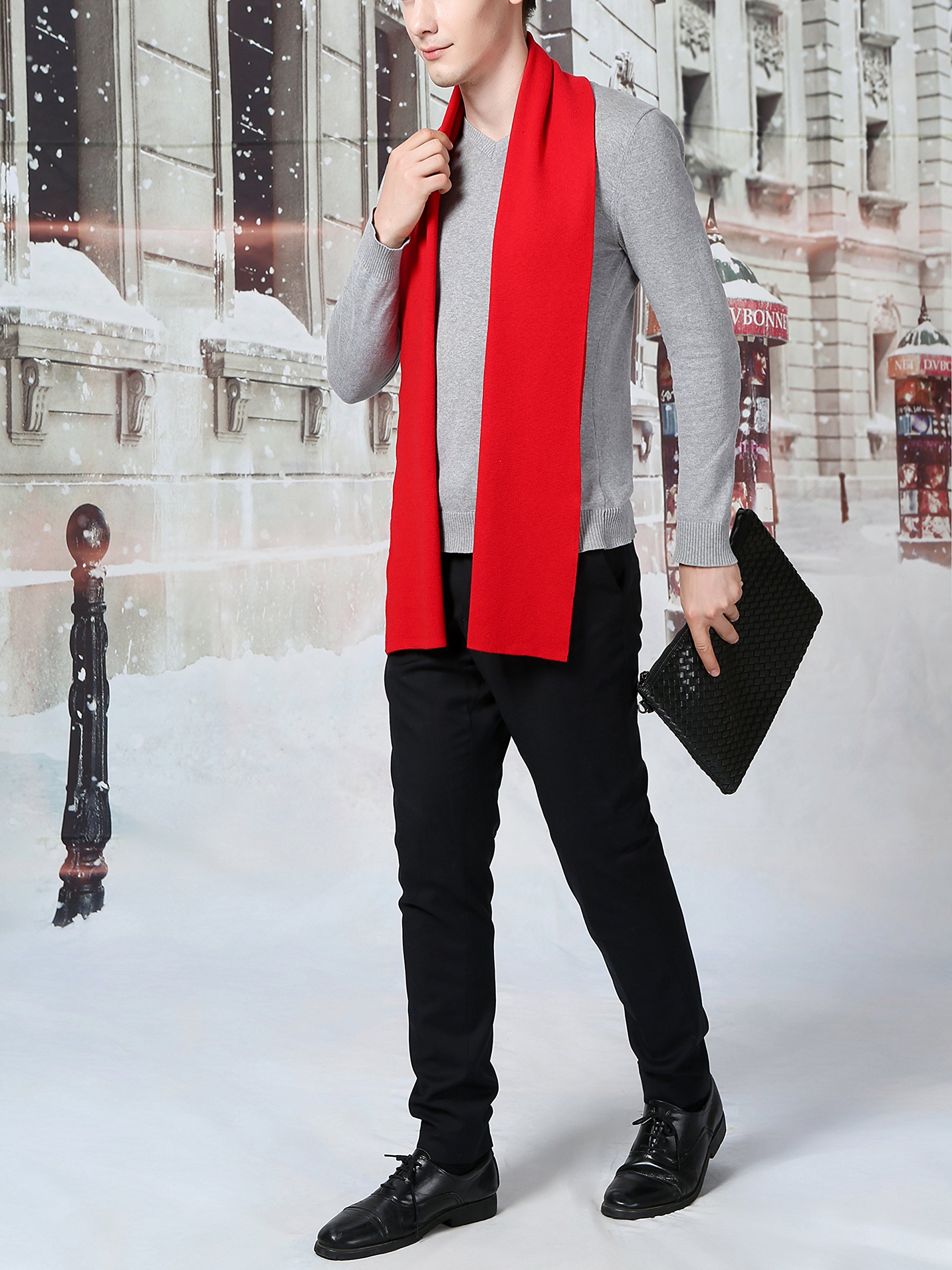 Sciarpa Uomo Giovane Autunno Inverno 6% Lana Sciarpa Morbido Casual Business 180 × 30 cm Tinta Unita