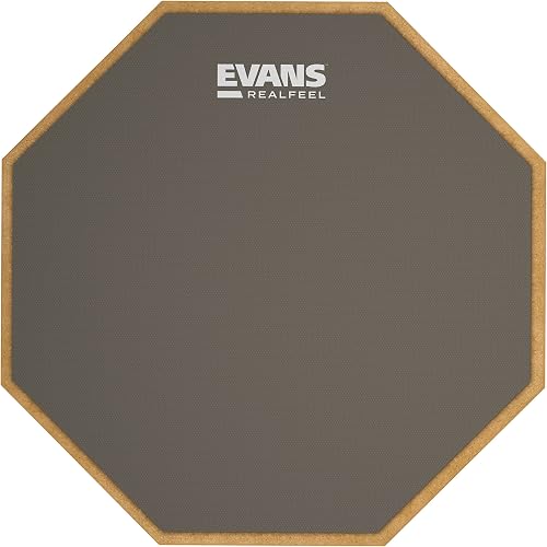 Evans RealFeel - Drum Practice Pad - Drum Pad - Drummer Practice Pad - Gum Rubber, Single Sided, 12 Inch
