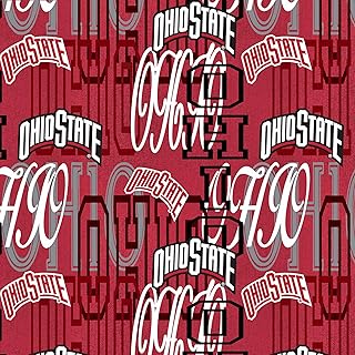 Official Licensed Ohio State University Cotton Quilting Fabric-Ohio State Buckeyes Letters Cotton Fabric Sold by The Yard