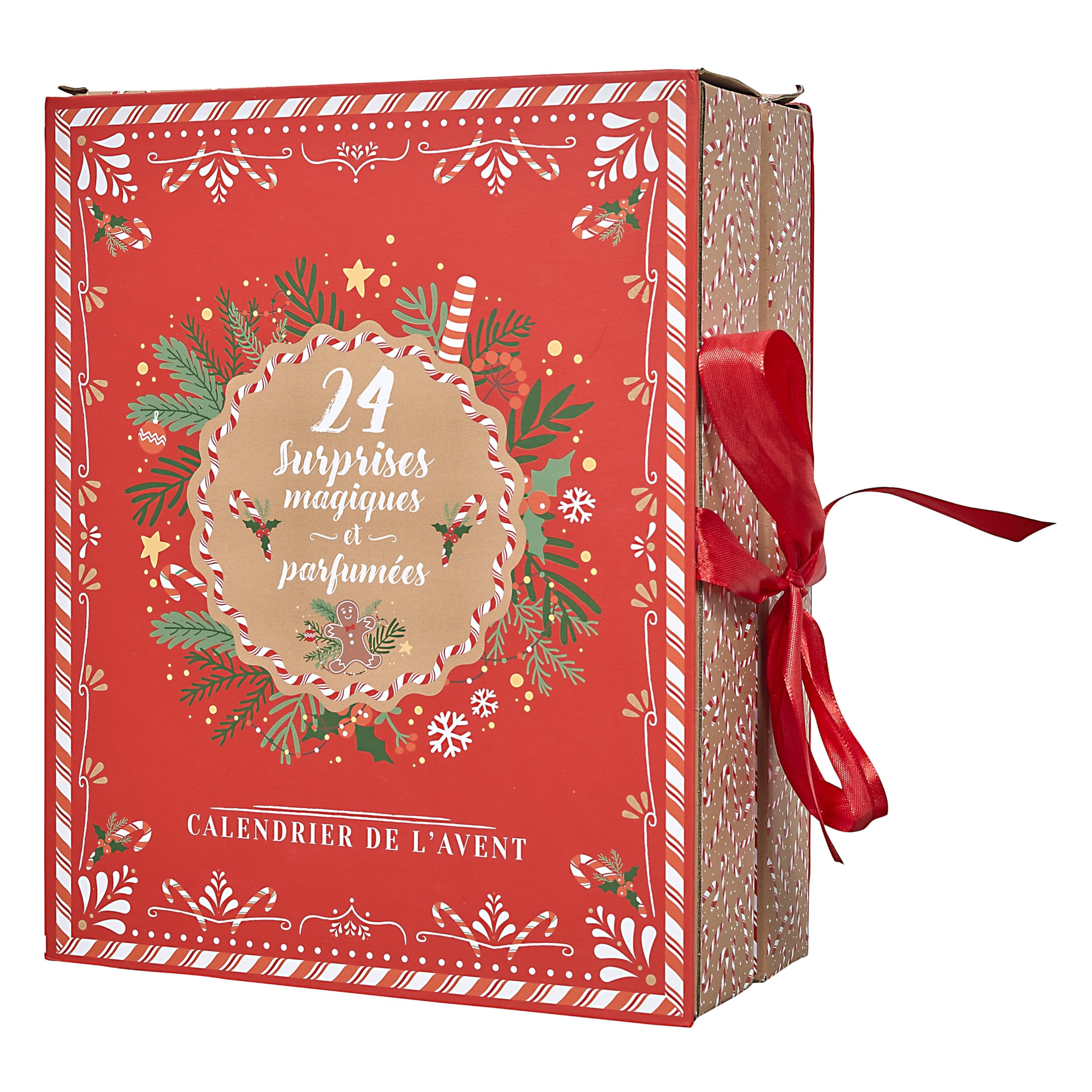 HOME DECO FACTORY Calendrier de l'Avent Bougie et Surprises de Noël Marron