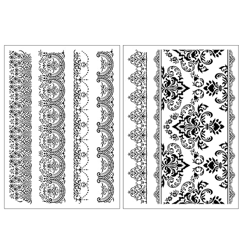 Everjoy Pegatinas temporales de tatuajes de encaje negro, diseño de encaje, impermeable, sexy, negro, decoración del cuerpo para mujeres