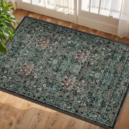 Lunasun Floral Washable Entry Rug