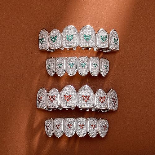 Miniatura 6 de Conjunto de grill para dientes dorados JINAO de 18 quilates, enchapados en oro, todos con brillantes, de lujo con barras adicionales de moldeo