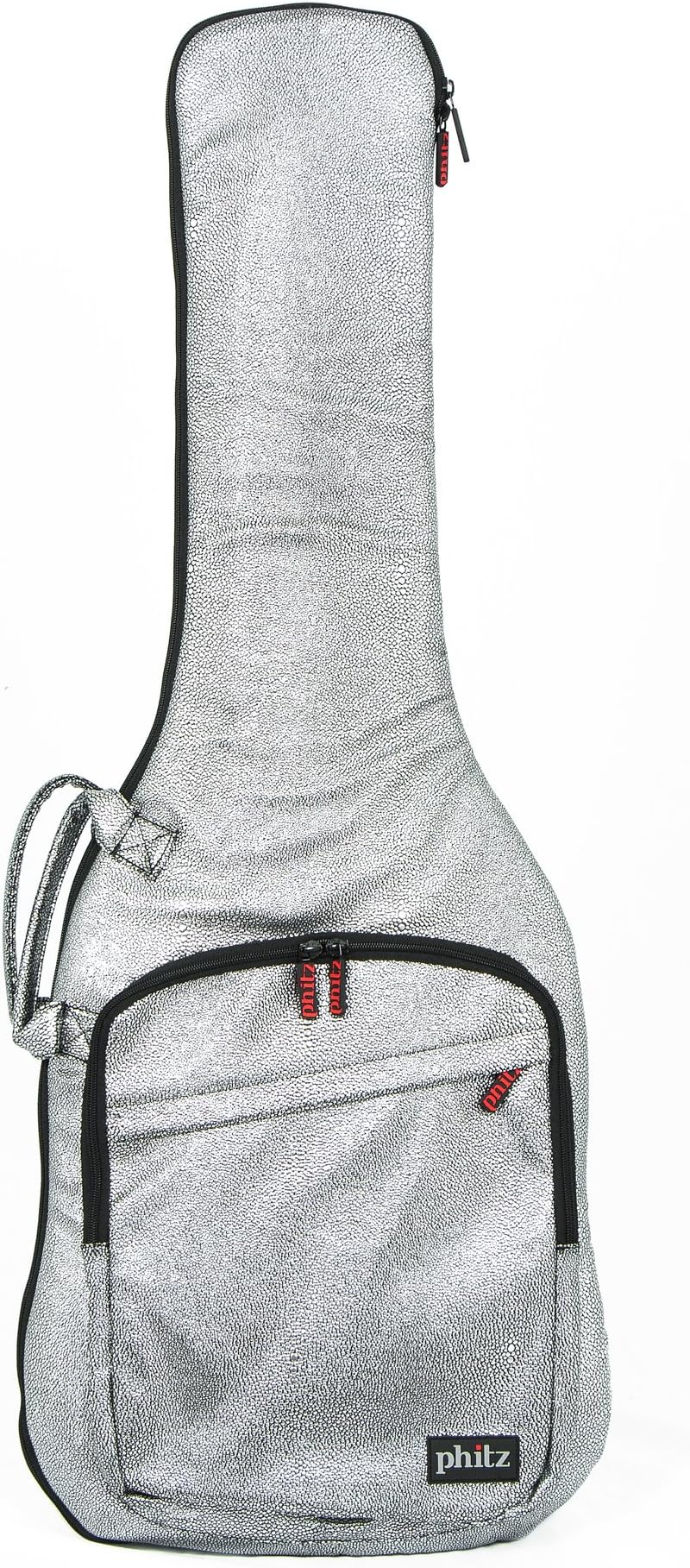 Full-Size Electric Guitar Case—Durable, Padded, Soft Carrying Gig Bag with Backpack Straps, Silver Party Lizard by Phitz