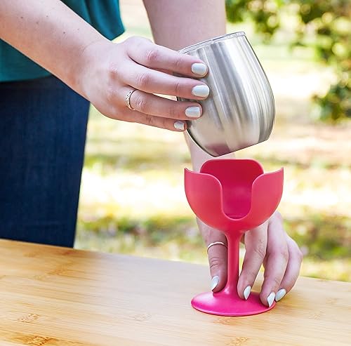 Miniatura 3 de Camco Life is Better at The Campsite - Vaso de vino  Aislamiento al vacío de doble pared resistente  Hecho de acero inoxidable 188  Tallos