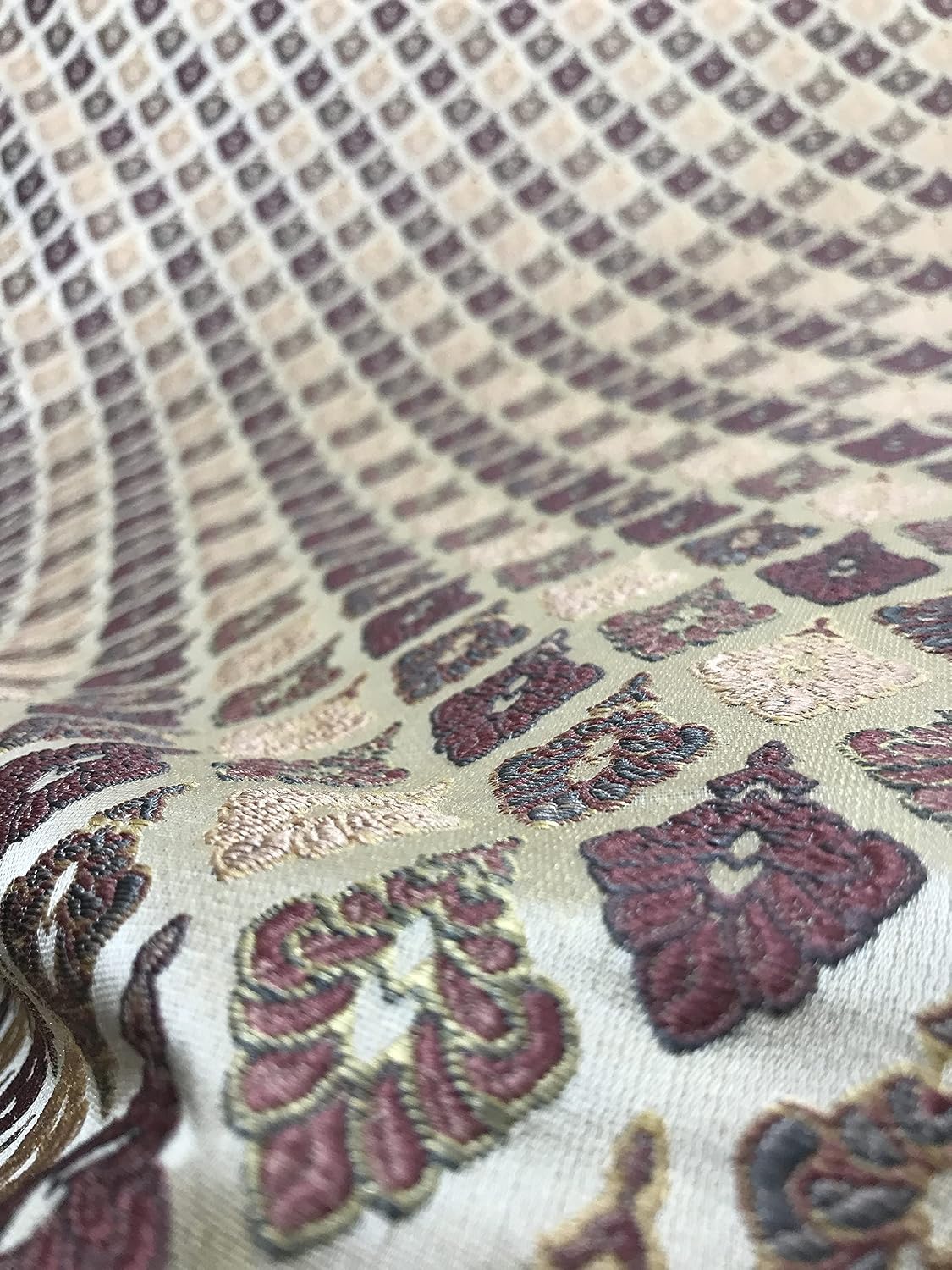 Luxurious Premium Mughal Chandelier Vintage Design Jacquard Fabric for Upholstery, Window Treatments and Craft - 54 inches Width - Fabric by The Yard (Peach)